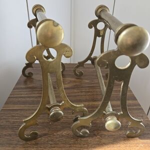 Vintage Brass Fireplace Log Holder Rack – Ornate Scroll Design